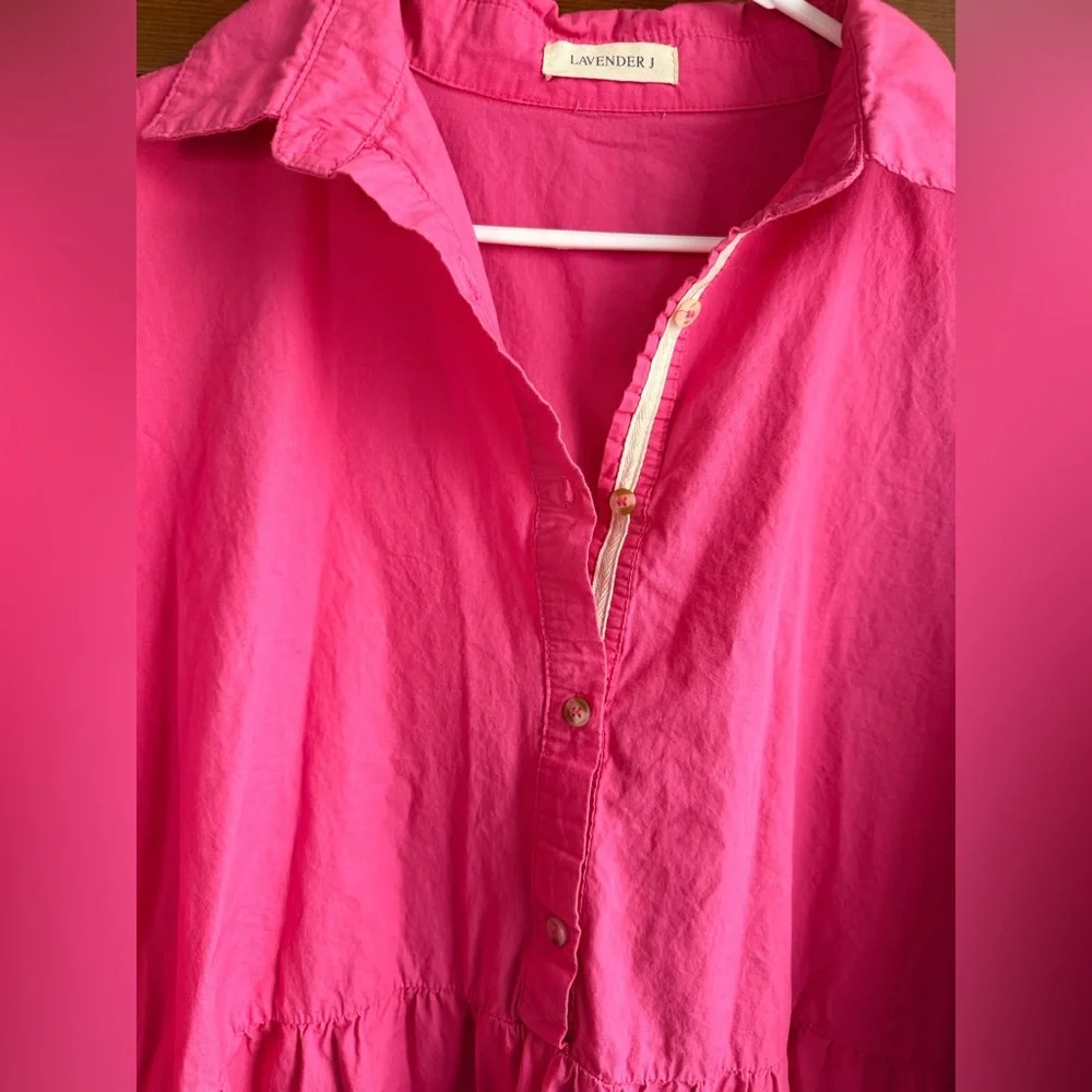 Lavender J 100% Cotton Button Down Shirt Dress - Picture 3 of 6